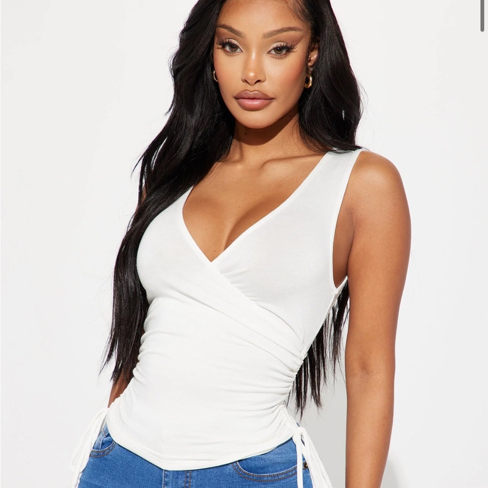 White Sleeveless Wrap Top